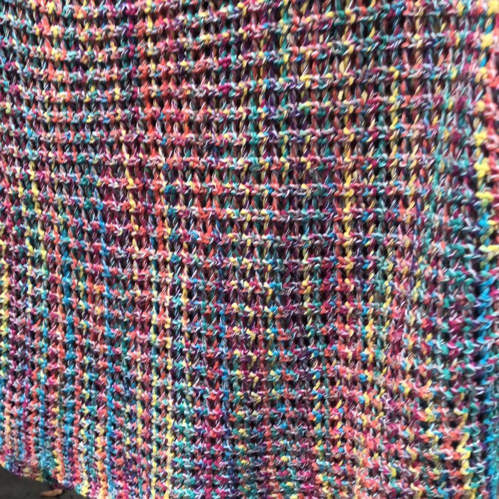 {$13 BUNDLED} New CATO Rainbow Colored Crochet One Sided Cold Shoulder Top - Picture 6 of 7